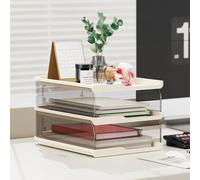 Scaffale da scrivania bianco a 3 livelli per ufficio e dormitorio, per documenti da ufficio e dormitorio, soluzione efficiente per archiviare libri e file