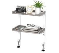 Scaffale da scrivania con 2 ripiani, 31,8 cm di lunghezza, per parte superiore e inferiore, organizer da scrivania, piccolo per scrivania, ufficio, accessori per giochi (grigio)