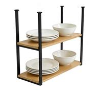 Scaffale da soffitto a 2 ripiani con metallo e ideale per la cucina, supporto per vasi da fiori per bar, 100 x 30 x 80 cm