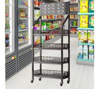 Scaffale di esposizione al dettaglio del metallo con le ruote & i ganci, organizzatore resistente dello spuntino per i negozi, la cucina, l'ufficio