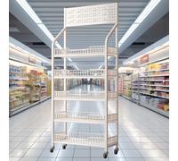 Scaffale di esposizione al dettaglio del metallo con le ruote & i ganci, organizzatore resistente dello spuntino per i negozi, la cucina, l'ufficio