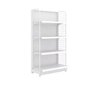 Scaffale di esposizione al minuto della scaffalatura della gondola, scaffali bianchi di griglia del supermercato, dispositivo versatile del negozio per il minimarket, drogheria, ufficio