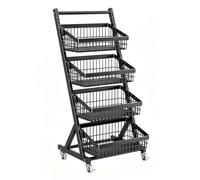 Scaffale di esposizione diritto dello spuntino del pavimento con le ruote, scaffale multifunzionale di stoccaggio di verdure per il mercato degli agricoltori, negozi al dettaglio, dispensa