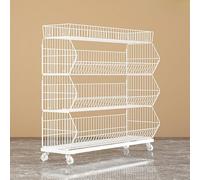 Scaffale di esposizione indipendente del supermercato con le ruote per frutta, verdura, caramelle e snack, organizzatore durevole dello scaffale di vendita al dettaglio del acciaio al carbonio