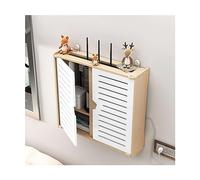 Scaffale di immagazzinaggio del televisore montato a parete in legno con porta dell'armadio grande router WiFi a 2 strati decorativo della striscia di potere della gestione dei cavi Hider Box