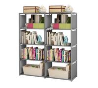 Scaffale di libri a 5 livelli 8 Cube stoccaggio alti scaffali di libreria alti assemblati rastrellina di stoccaggio verticale per la camera da letto per la camera da letto (Doppia fila a 5 livelli)