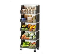 Scaffale di stoccaggio della cucina resistente con ruote, organizzatore del cestino del metallo per la dispensa, Spac stretto