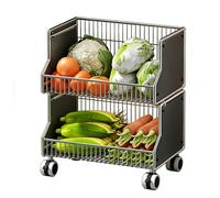 Scaffale di stoccaggio della cucina resistente con ruote, organizzatore del cestino del metallo per la dispensa, Spac stretto