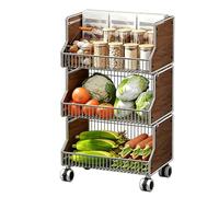Scaffale di stoccaggio della cucina resistente con ruote, organizzatore del cestino del metallo per la dispensa, Spac stretto