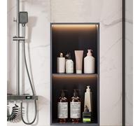 Scaffale di stoccaggio della parete della nicchia della doccia dell'acciaio inossidabile con i doppi ripiani per l'organizzazione del bagno incorporata