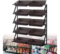 Scaffale espositivo per Frutta e Verdura da supermercato a 5 Strati,espositore per Prodotti freschi con 10 cestini per Cucina, Negozio al Dettaglio,supermercato,Brown