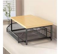 Scaffale estraibile per caffè e microonde, 37 x 26 x 20 cm a due ripiani, da appoggio, in MDF di media densità e metallo, facile da montare(Black)