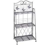 Scaffale Fioriera 3 Ripiani Pieghevole da Giardino Balcone, Metallo, Argento, 44x25x96 cm Aosom
