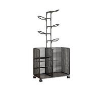 Scaffale For Racchette Da Badminton, Scaffale For Racchette Da Pavimento, Con Cinque Rastrelliere For Palline E Cestini Portaoggetti, Adatto For Il Campo Di(Black)