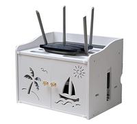 Scaffale for router Modem WiFi wireless Ripiano composito in legno-plastica Copertura for router Ciabatta e gestione dei cavi Scatola di immagazzinaggio Hider Rack Organizer for ufficio e casa ( Size