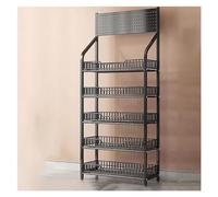 Scaffale for snack a 5 livelli for negozi, espositore for patatine del supermercato, organizer for caramelle da pavimento, scaffale in metallo for snack/frutta/strumenti(Nero,60 * 27 * 165cm)