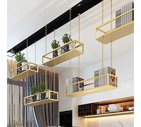 Scaffale galleggiante dorato, espositore da soffitto per cucina, bar, soggiorno, portabottiglie e supporto per fiori (100 x 25 x 15 cm)