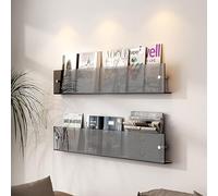 Scaffale Galleggiante in Acrilico Confezione da 2 - Portariviste A Parete, Libreria da Bagno Perfetta E Porta Brochure per La Casa E L'Ufficio, Black, 50cm/19.6inch