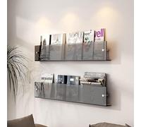 Scaffale Galleggiante in Acrilico Confezione da 2 - Portariviste A Parete, Libreria da Bagno Perfetta E Porta Brochure per La Casa E L'Ufficio, Black, 60cm/23.6inch