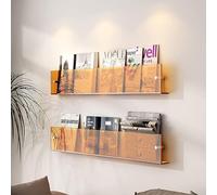 Scaffale Galleggiante in Acrilico Confezione da 2 - Portariviste A Parete, Libreria da Bagno Perfetta E Porta Brochure per La Casa E L'Ufficio, Orange, 60cm/23.6inch