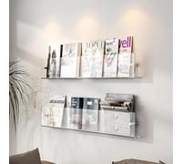 Scaffale Galleggiante in Acrilico Confezione da 2 - Portariviste A Parete, Libreria da Bagno Perfetta E Porta Brochure per La Casa E L'Ufficio, Transparent, 40cm/15.7inch