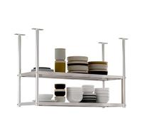 Scaffale galleggiante per bicchieri da vino, Espositore portaoggetti a 2 livelli da appendere al soffitto in acciaio inossidabile 304, dimensioni multiple(100x35x80cm)