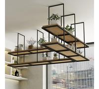 Scaffale galleggiante per bicchieri da vino, Mensola da soffitto for piante e fiori, espositore in legno e ferro, diverse misure(90x30x80cm)