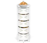 Scaffale girevole a 5 ripiani con ruote a 360 gradi, carrello da cucina bianco per la conservazione della spesa, 96 cm, ripiano a strati, ideale per mais, patate e frutta