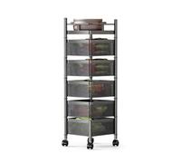 Scaffale Girevole For Frutta E Verdura, Cestello Girevole Multistrato, Scaffale Da Bagno Quadrato Con Ruote, Forte Capacità Di Carico(Black,5 tiers)