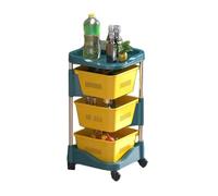 Scaffale Girevole For Frutta E Verdura In Plastica, Cestello Girevole For Stoccaggio A 3/4/5 Livelli,Scaffale Da Bagno Vuoto Con 4 Ruote, Forte Capacità Carico(Yellow,3 tiers)
