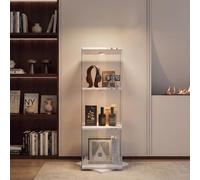 Scaffale Girevole in Vetro Trasparente, Libreria Espositiva a Più Ripiani