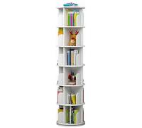 Scaffale Girevole Scaffale Girevole, Angolo Piccolo Spazio Espositore a 360 Gradi Scaffale per Libreria da Terra, Scaffale per Libri Stretto per Camera da Letto, Soggiorno(Bianco,6 Piani)