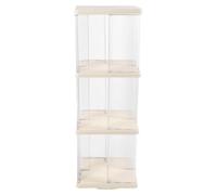 Scaffale girevole trasparente con display a 360 gradi, libreria da terra per la conservazione, scaffale angolare salvaspazio con finitura bianco crema, ideale per camera da letto e (Quadrato a 3