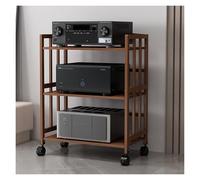 Scaffale HiFi AV a 3 livelli con ruote regolabili per lettore multimediale, design aperto per apparecchiature video, larghezza 50 cm, perfetto per home theater e giochi.