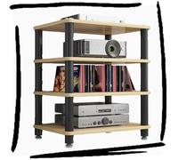 Scaffale HiFi in legno e acciaio a 1/2/3/4 ripiani per TV rack audio scaffale stereo moderno centro di intrattenimento finitura rossa perfetto per sistemi home theater