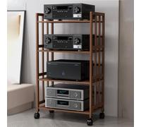 Scaffale HiFi marrone 2 3 4 5 livelli Hi-Fi in legno, alto supporto mobile mobile stereo armadio di archiviazione per casa/ufficio/teatro, moderno rack audio con ripiano regolabile