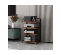 Scaffale HiFi per componenti stereo AV Media Stand con ruote Mobile Giradischi e DVD CD nizer 4 livelli di intrattenimento per Home TV (marrone)