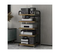 Scaffale HiFi per componenti stereo, supporto multimediale AV a 5 livelli con ruote, giradischi mobile e console per DVD/CD nizer per l'intrattenimento domestico per TV (finitura naturale)