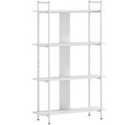 Scaffale Homcom a 4 ripiani con pannello perforato e struttura in metallo bianco