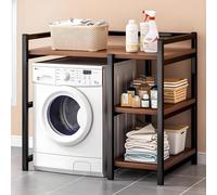 Scaffale impilabile a 3 ripiani in acciaio resistente, per lavatrice e asciugatrice, salvaspazio, per bagni e balconi, 90 cm, colore: nero