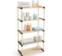 Scaffale in Legno 5 Ripiani Scaffalatura Multiuso Bagno Casa Ufficio 28x56x117cm