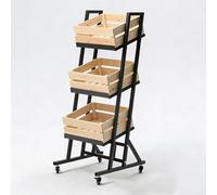 Scaffale in legno a 3 ripiani per frutta e verdura, espositore versatile, scaffale multiuso per supermercati, mercati e cucine, soluzione di archiviazione a più livelli