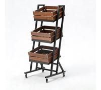 Scaffale in legno a 3 ripiani per frutta e verdura, espositore versatile, scaffale multiuso per supermercati, mercati e cucine, soluzione di archiviazione a più livelli