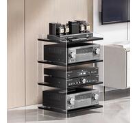 Scaffale in legno acrilico trasparente - Amplificatore a 3/4 livelli con altezza regolabile per Home Theater, ufficio e studio - Espositore per componenti stereo