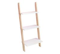 Scaffale in legno con gradini e scaffalature regolabili, organizer multifunzione per ufficio, cucina, soggiorno, lavanderia, dispensa, piccola libreria (naturale a 3 livelli)