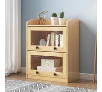Scaffale in legno massello con porta in vetro, versatile, per cucina, casa, ufficio, soggiorno, vetrina indipendente (60 x 30 x 93 cm)