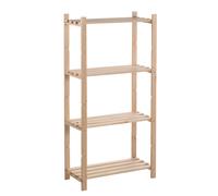 Scaffale in legno Natura 4 ripiani 131,5x65x30 cm 40 kg/ripiano Beige