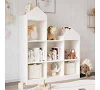 Scaffale in legno per bambini, libreria bianca 7 cubi per ragazzi e ragazze, portaoggetti per giocattoli per la stanza dei giochi, la cameretta dei bambini, la cameretta dei bambini, 91 x 30 x 107 cm