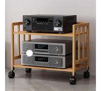 Scaffale in legno per lettore DVD, 50-70 cm, mobile a torre, mobile a 2 livelli, per soggiorno e ufficio, supporto per giradischi (53 cm di altezza x 70 cm di lunghezza)