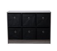 Scaffale in legno scaffale portaoggetti scaffale da appoggio con 6 scomparti libreria 6x scatole pieghevoli nero grigio, scatole in tessuto, LxAxP 80x60x30 cm